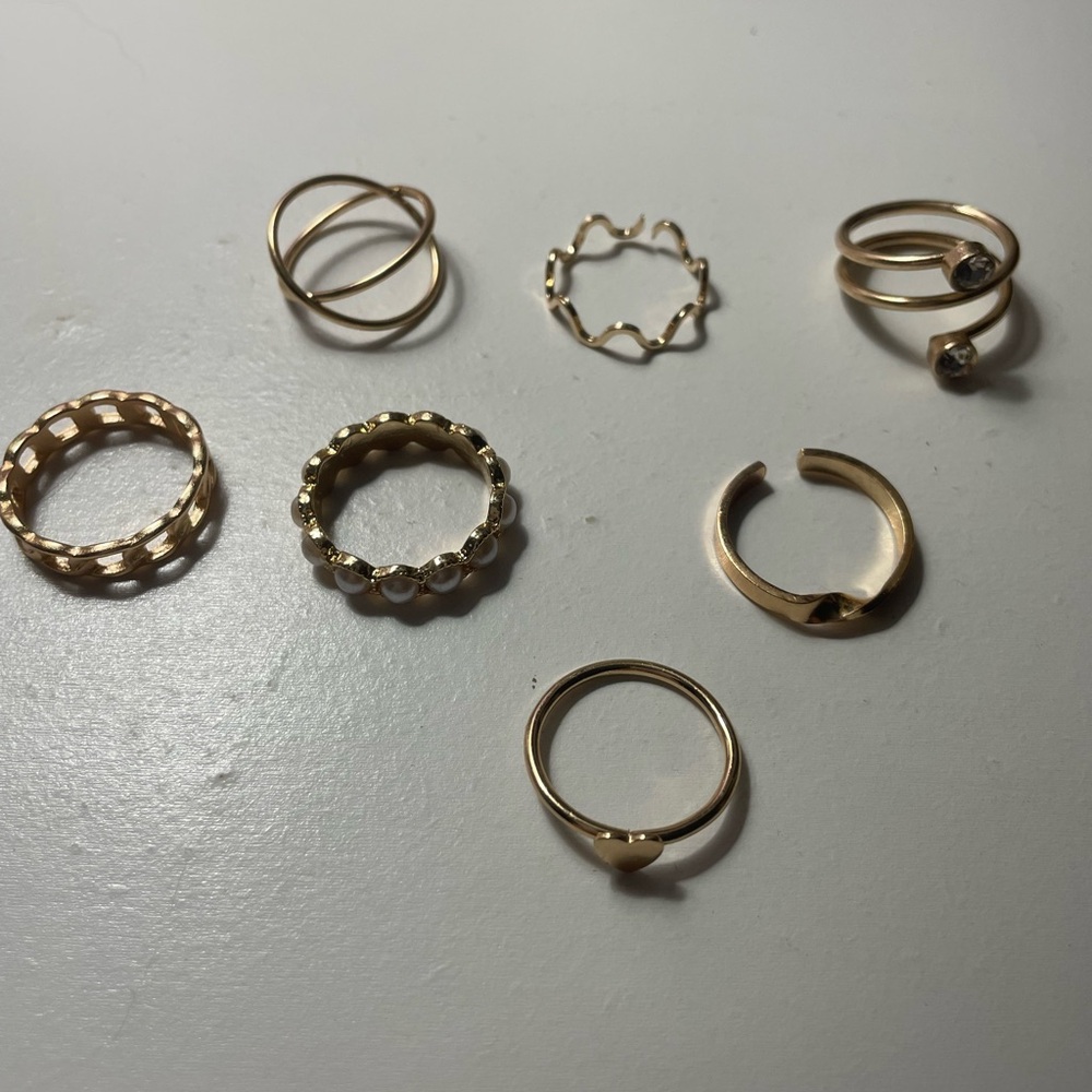 gold and pearl ring bundle